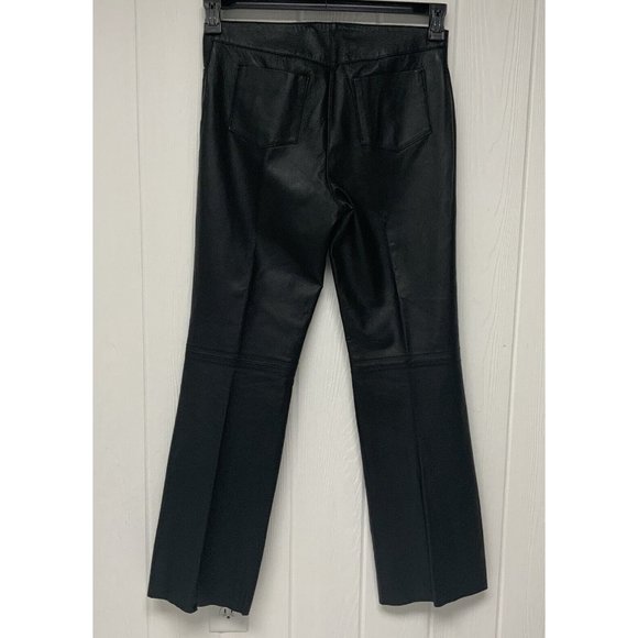 Santa Fe women's 100% leather pants black lined straight size 6 - Picture 3 of 10